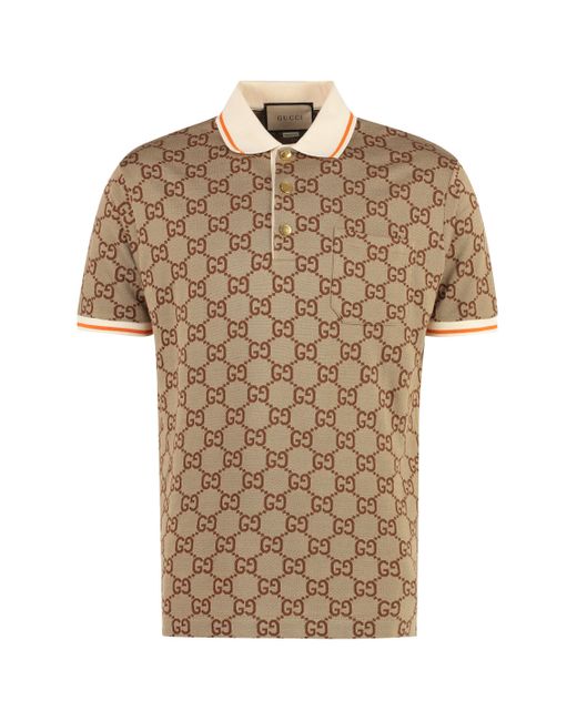 Gucci Natural Logo Jacquard Polo Shirt for men