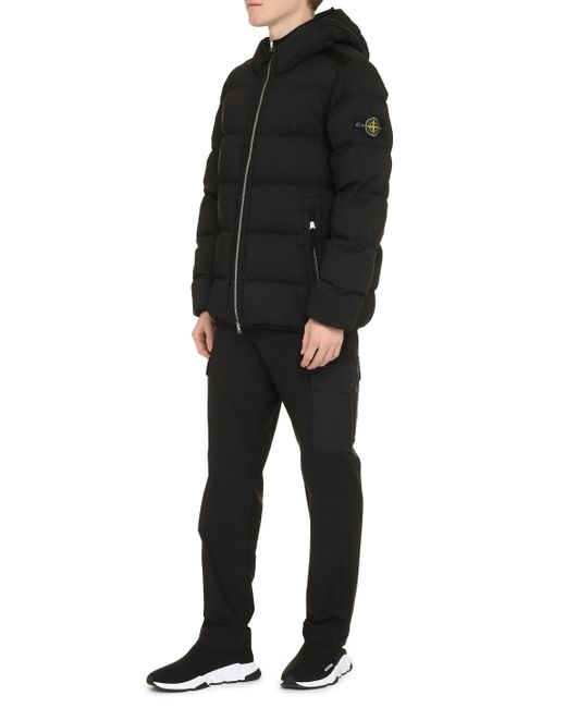 STONE ISLAND Logo-Appliquéd Quilted Nylon Hooded Down Jacket for Men