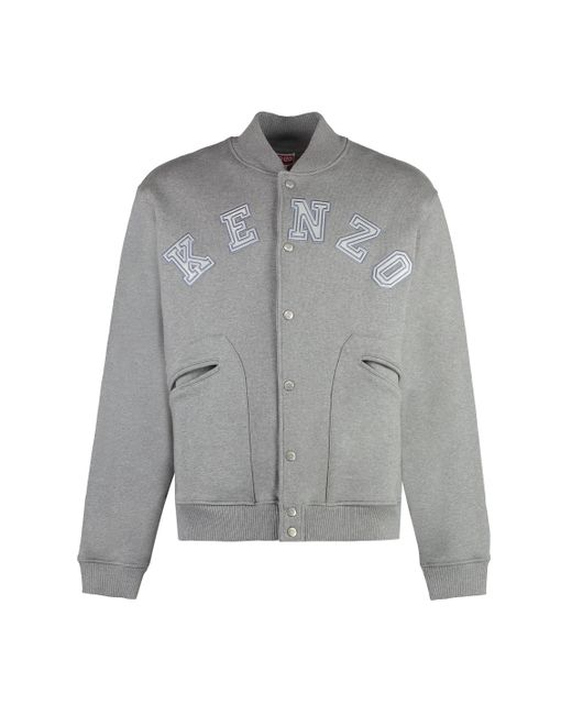 KENZO Gray Embroidered Bomber Jacket for men