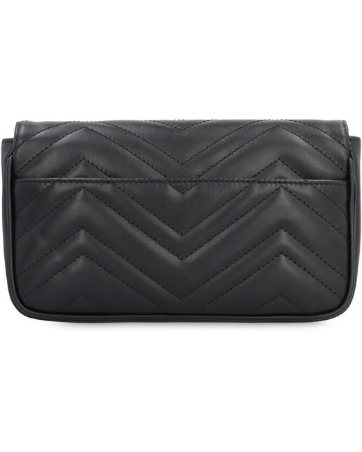Gucci Gray GG Marmont Leather Mini Crossbody Bag