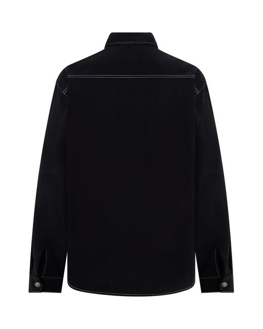 Palm Angels Black Cotton Shirt With Applied Pockets for men