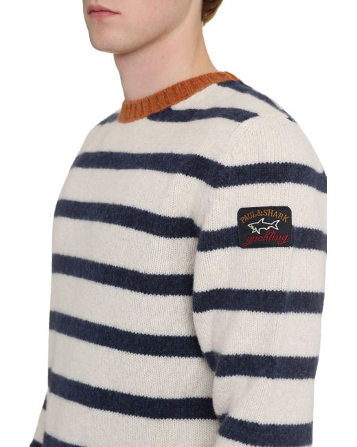 Paul & Shark White Wool-Blend Crew-Neck Sweater for men