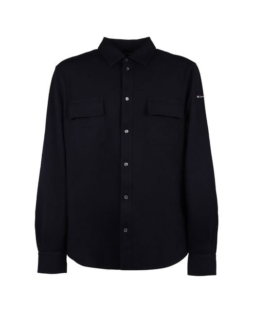 Kiton Blue Cotton Overshirt for men