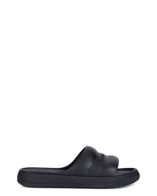 Moncler Black Slippers With Embossed Logo