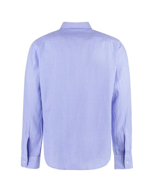 Aspesi Blue Linen Shirt for men