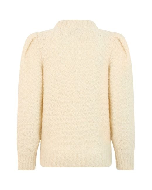 Isabel Marant Natural Style Balloon Sleeve Wool Sweater With High Collar