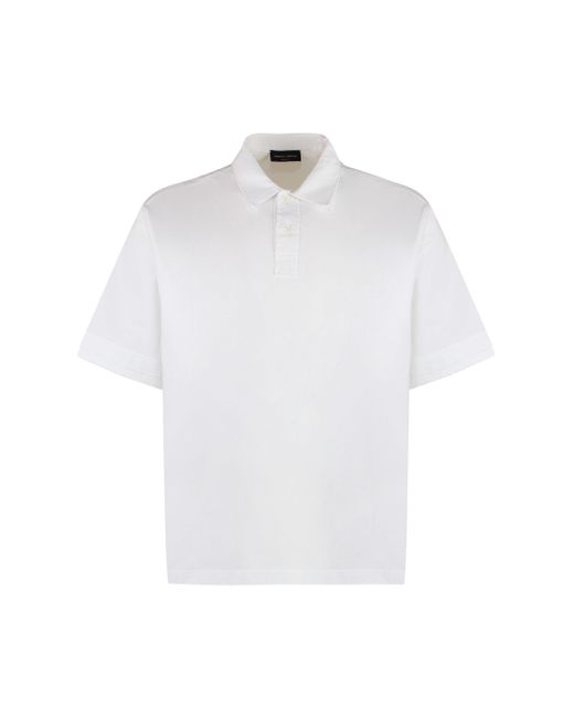 Roberto Collina White Short Sleeve Cotton Polo Shirt for men