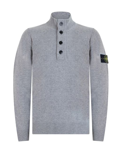 Stone Island Gray High-Neck Sweater Made Of Virgin Wool for men
