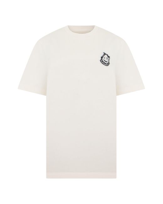 Moncler White T-Shirt With Printed Logo for men