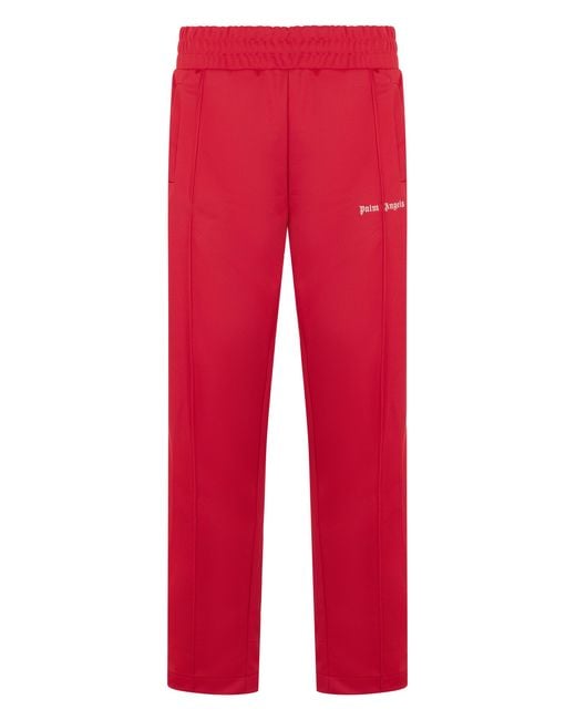 Palm Angels Red Track Pants With Logo for men