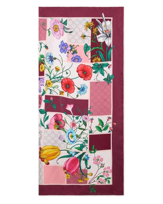 Gucci Red Silk Twill Printed Carré