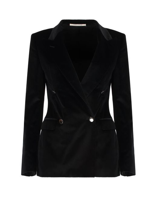 0205 Tagliatore Black Double-Breasted Velvet Jacket