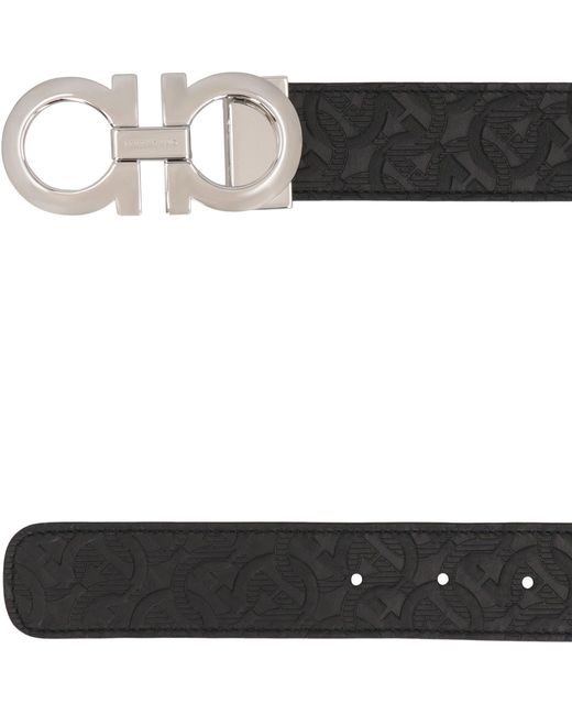 Ferragamo Black Reversible And Adjustable Gancini Belt for men
