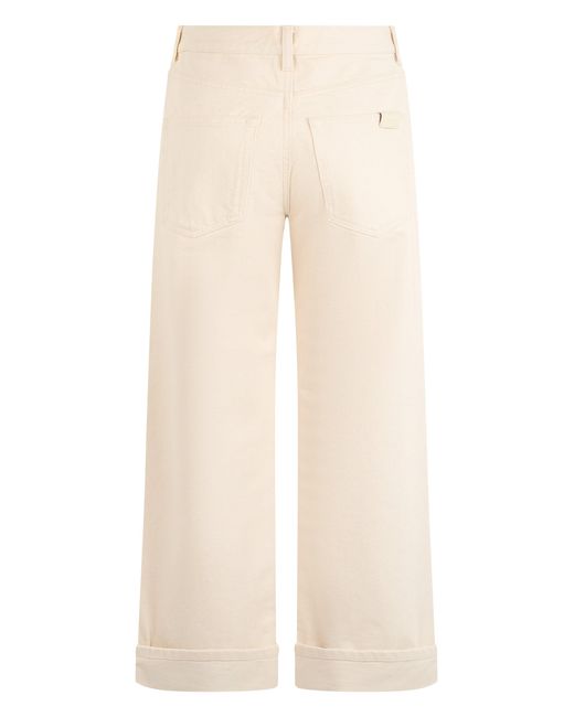 Moncler Natural Comfortable Cotton Twill Pants With Cuff For