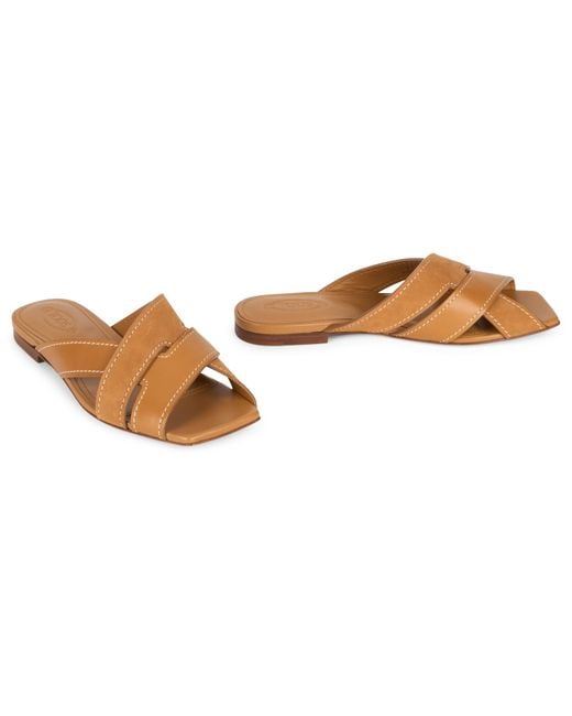 Tod's Brown Smooth Leather Sandal
