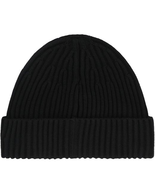 Stone Island Black Ribbed Wool Beanie for men