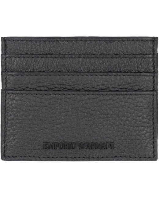 Emporio Armani Gray Leather Card Holder for men