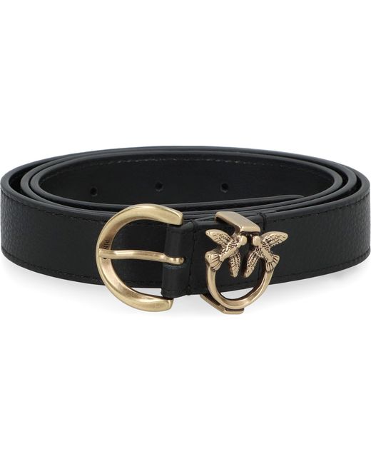 Pinko Black Logo Buckle Leather Belt