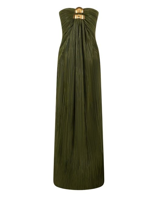 Cult Gaia Green Long Dress Without Straps Pleated