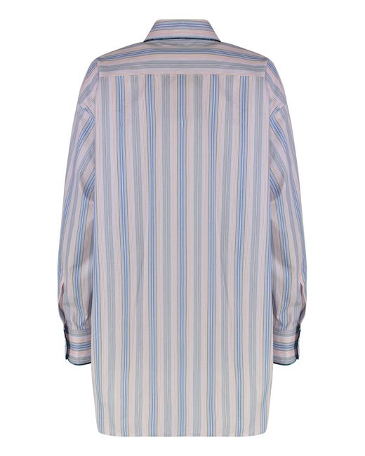 Etro Gray Striped Cotton Shirt