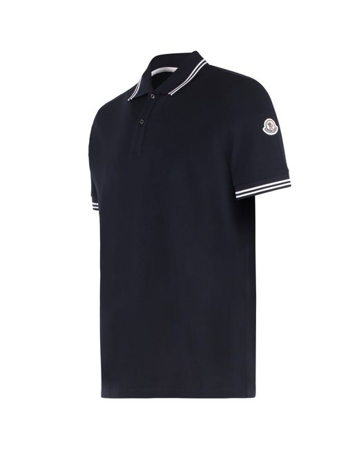 Polo in piquet di cotone di Moncler in Black da Uomo