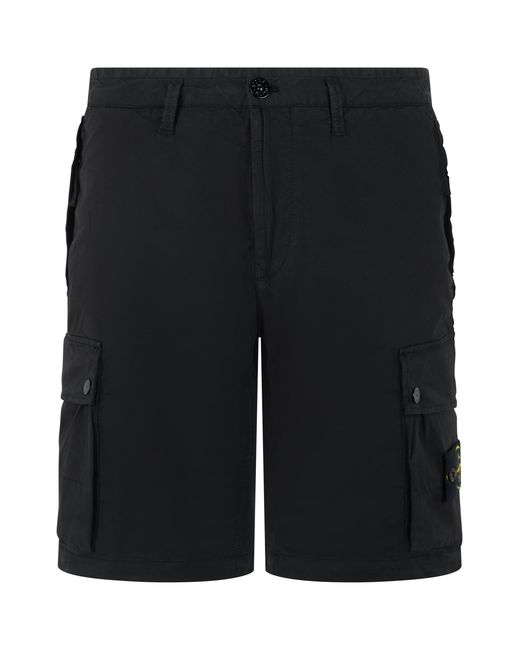 Stone Island Black Cargo Shorts for men