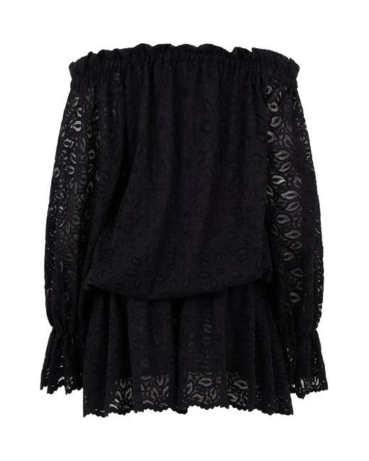 LES FILLES D'EVA Black Lace Blouse With Draping