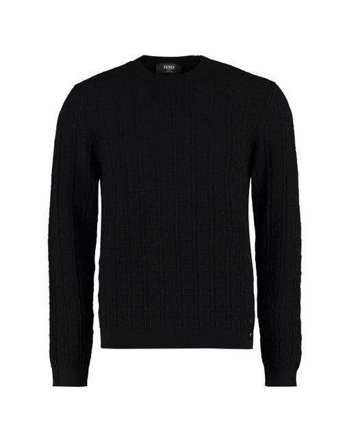 Fendi Synthetic Long Sleeve Crew-neck Sweater in Black for Men - Lyst