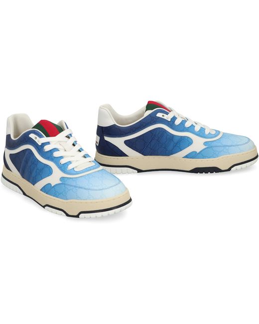 Gucci Blue Re-Web Leather Sneakers for men