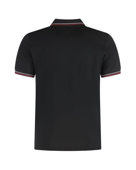 Polo a maniche corte in cotone di Prada in Black da Uomo