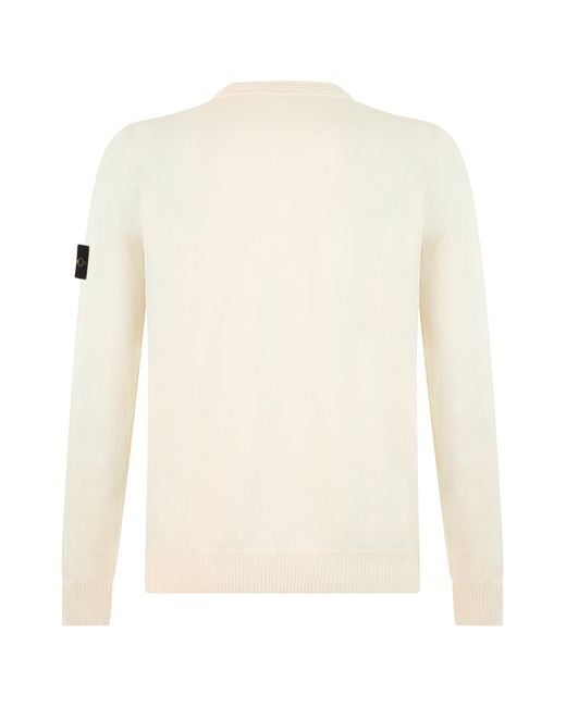Stone Island White Round Neck Sweater With Long Sleeves for men