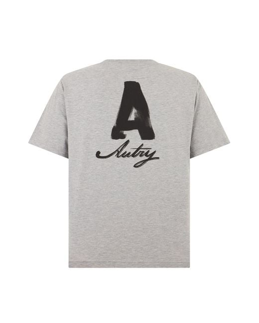 Autry Gray Cotton T-Shirt With Logo
