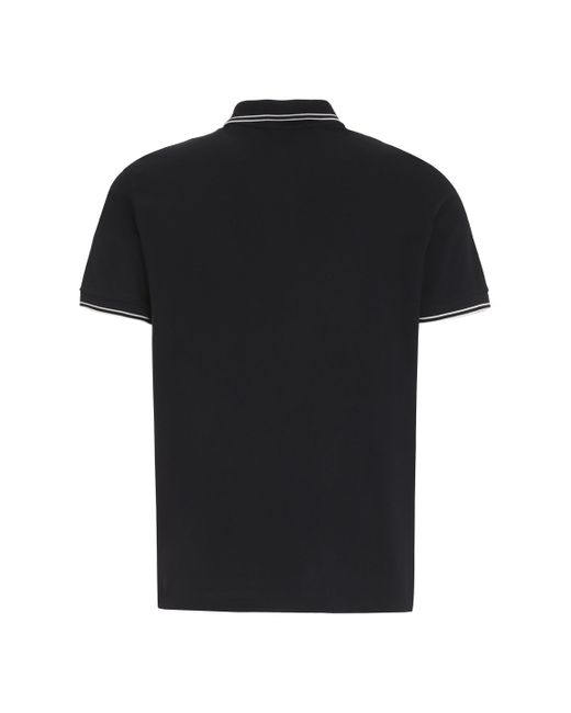Stone Island Black Cotton-Piqué Polo Shirt for men