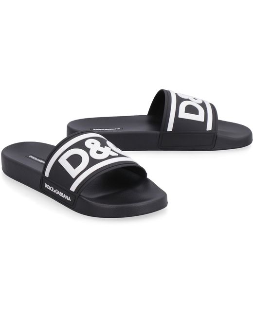 Dolce & Gabbana Black Rubber Slides for men