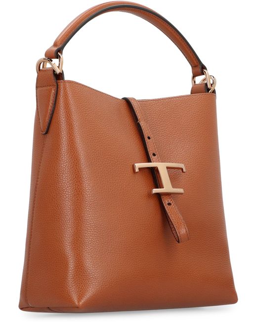 Tod's Brown T Timeless Leather Bucket Bag