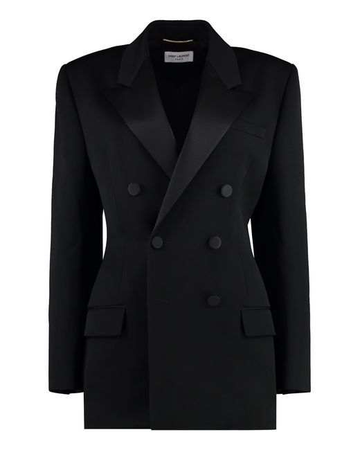 Saint Laurent Black Double-Breasted Wool Jacket