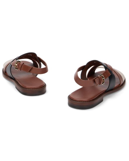Doucal's Brown Low Leather Sandal