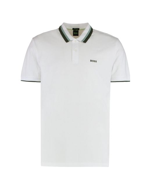 Boss White Elegant And Versatile Cotton Polo for men