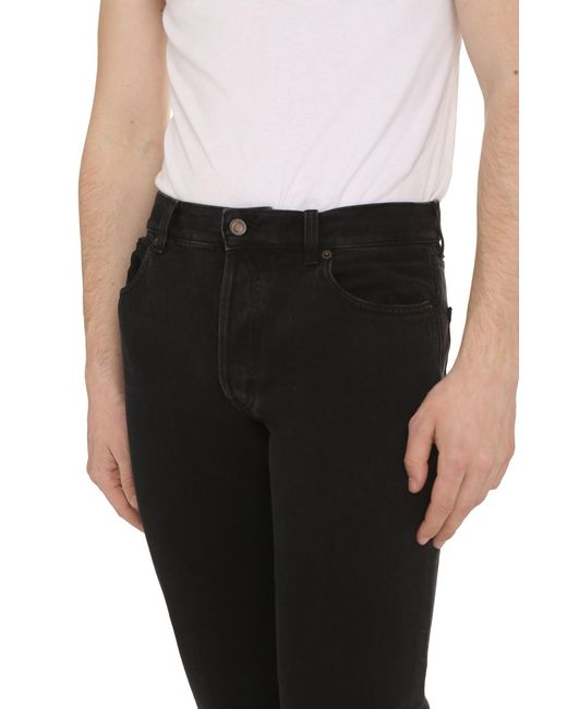 Saint Laurent Black Button Detailed Straight Leg Jeans for men