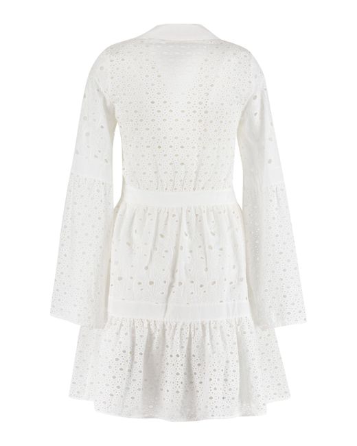Pinko Synthetic Anacapri Broderie Anglaise Dress in White - Save 60% | Lyst