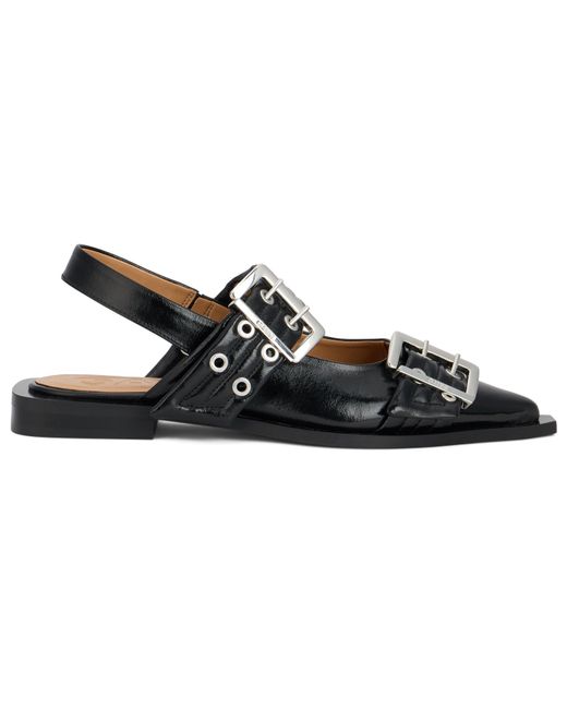Ganni Black Flat Ballerinas With Buckle