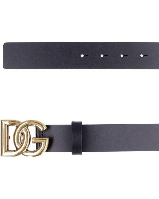 Dolce & Gabbana Gray Dolce & Gabbana Dg Buckle Leather Belt for men