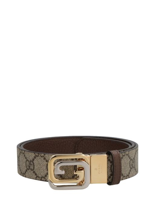 Gucci Gray Belt With Squared Interlocking G Buckle for men