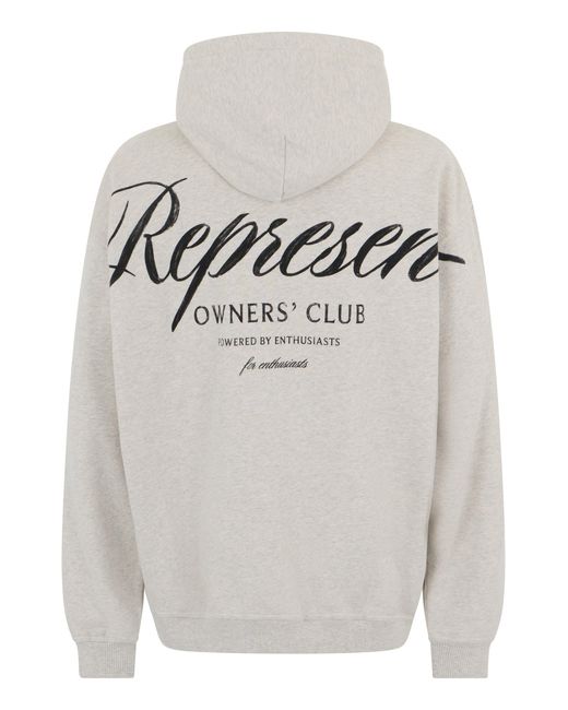 Represent Gray Hooded Owners Club Script Sweatshirt for men