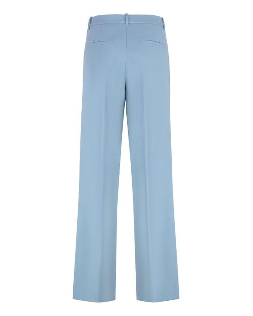 Calvin Klein Blue Wool Blend Wide-Leg Trousers