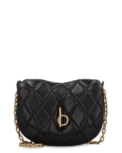 Burberry Black Mini Quilted Leather Handbag With Chain Strap