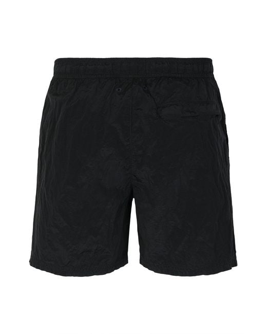 Stone Island Black Nylon Beach Shorts for men