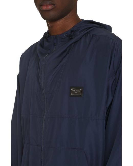 Dolce & Gabbana Blue Nylon Windbreaker Jacket For for men