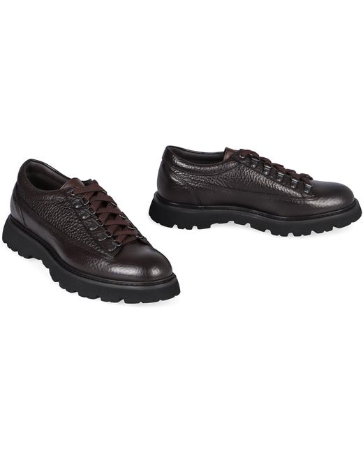 Doucal's Black Leather Lace-Up Shoes for men
