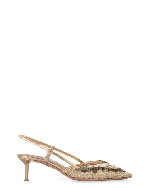 【送料&関税込】Aquazzura Can Can Pointy-toe Slingback Aquazzura Can Can Pointy-Toe Slingback in Metallic | Lyst